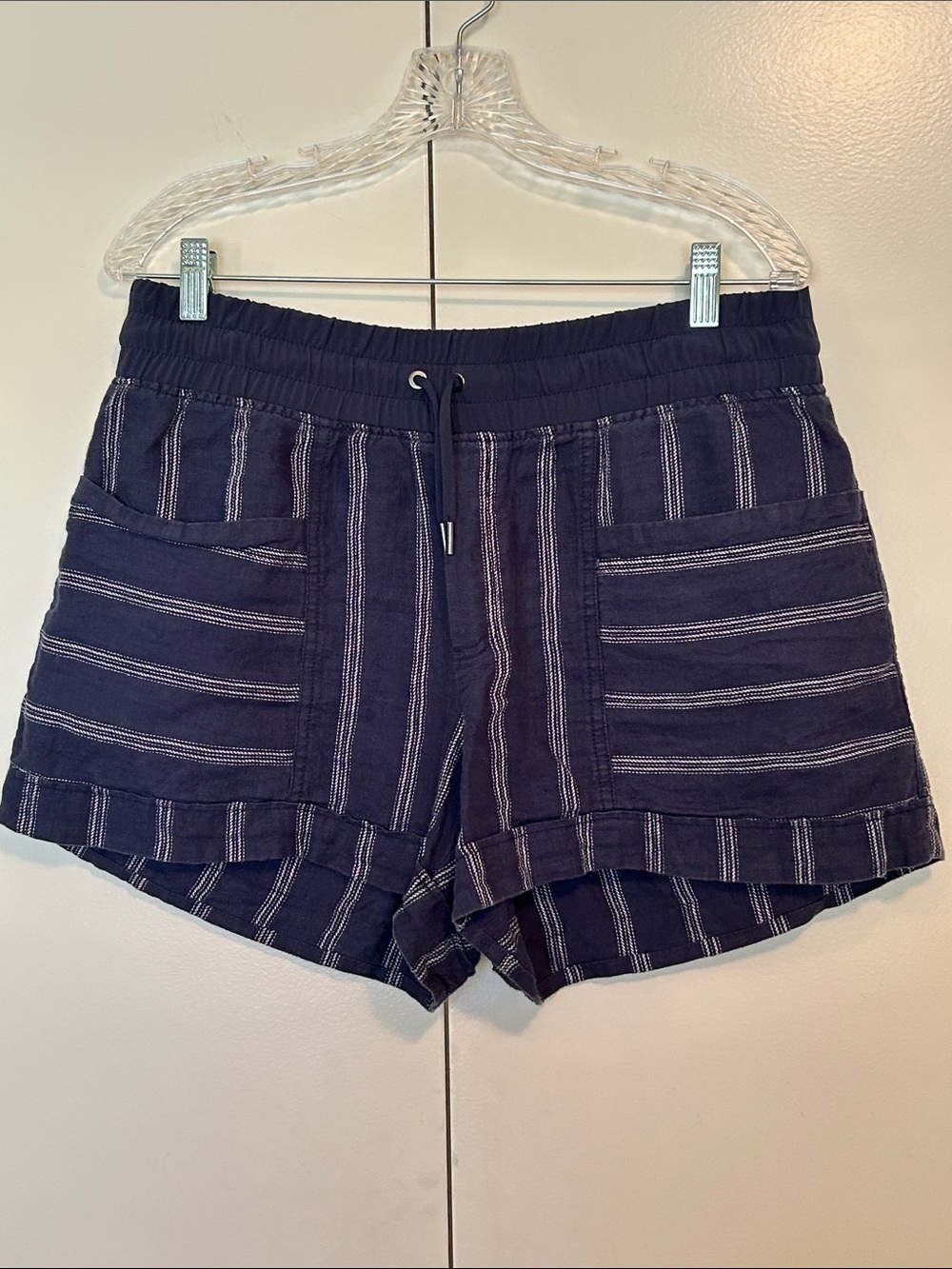 Athleta Navy Striped Drawstring Athletic Shorts
